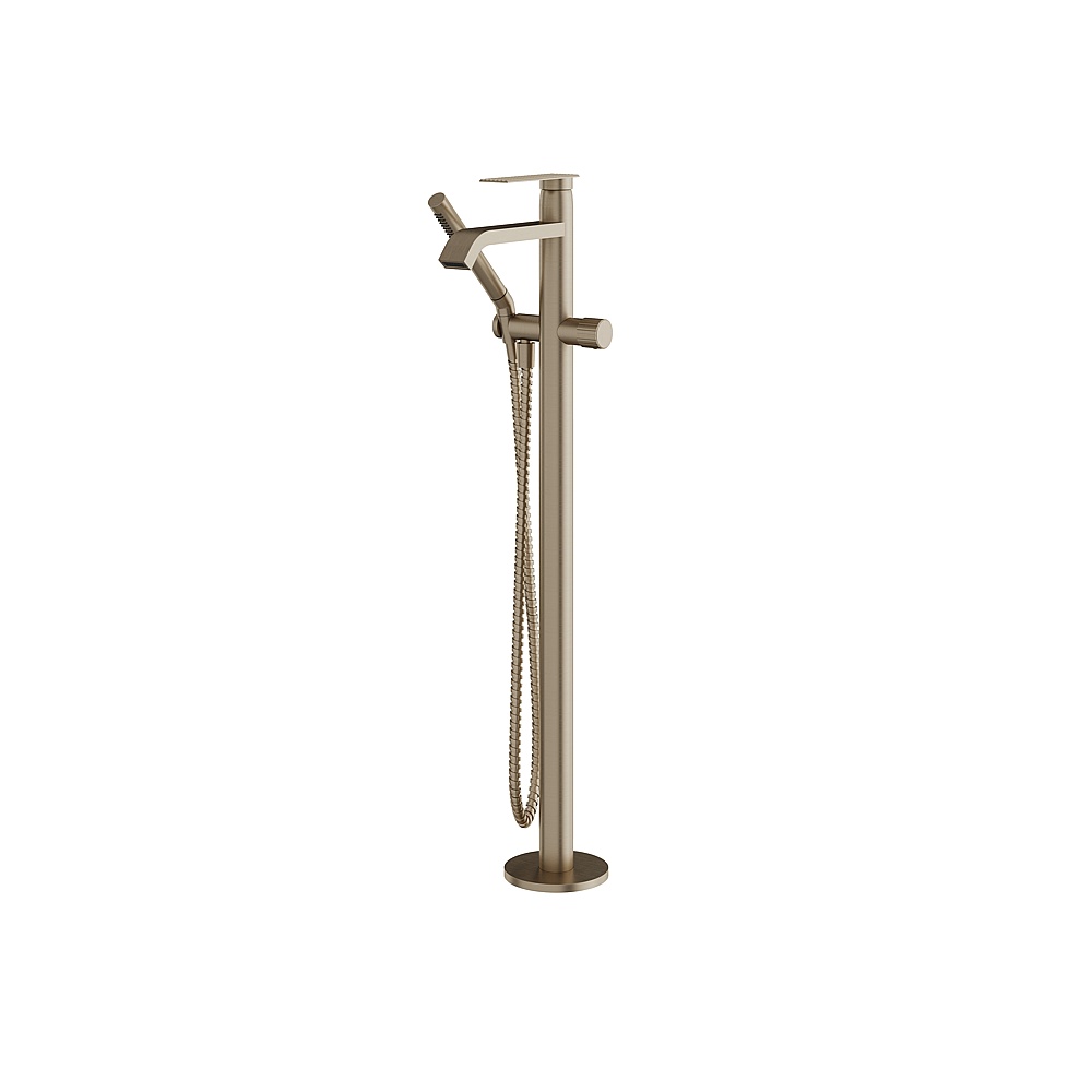 Aquabrass ABFB34085BN Tosca Floormount Tub Filler with Handshower - Brushed Nickel
