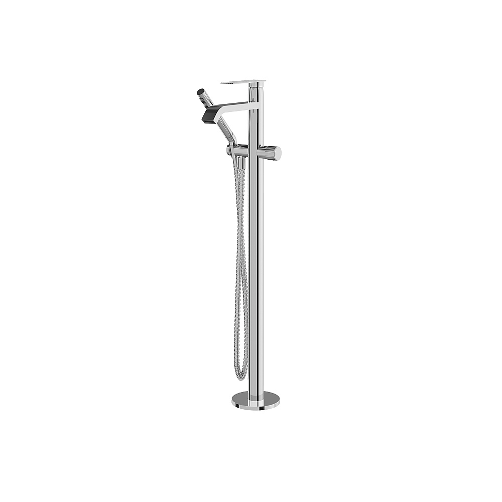 Aquabrass ABFB34085PC Tosca Floormount Tub Filler with Handshower - Polished Chrome