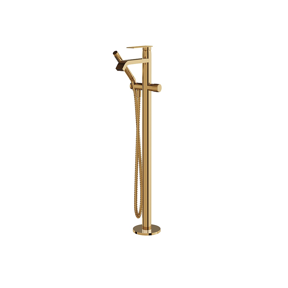 Aquabrass ABFB34085PGD Tosca Floormount Tub Filler with Handshower - Polished Gold