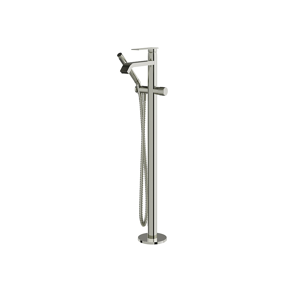 Aquabrass ABFB34085PN Tosca Floormount Tub Filler with Handshower - Polished Nickel