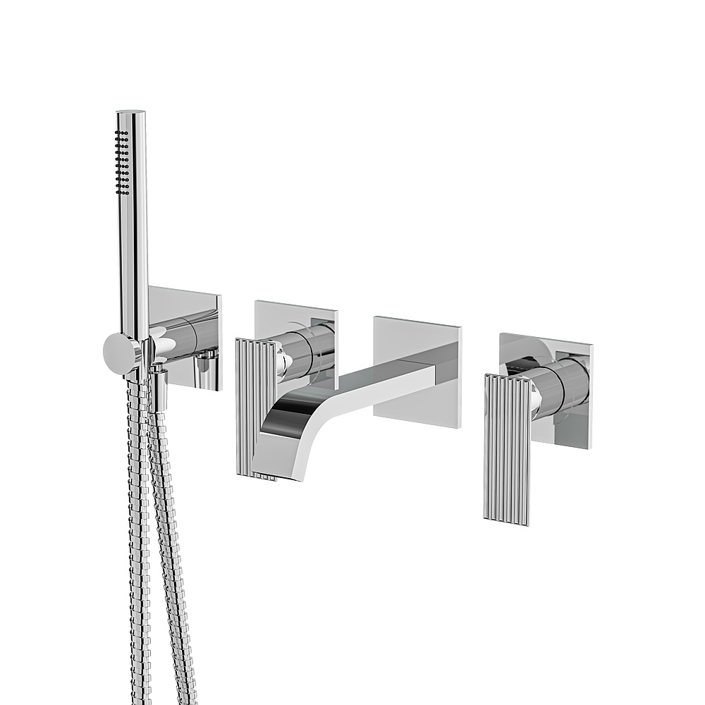 Aquabrass ABFC34004PC Tosca Wall Tub Filler with Handshower-Trim - Polished Chrome