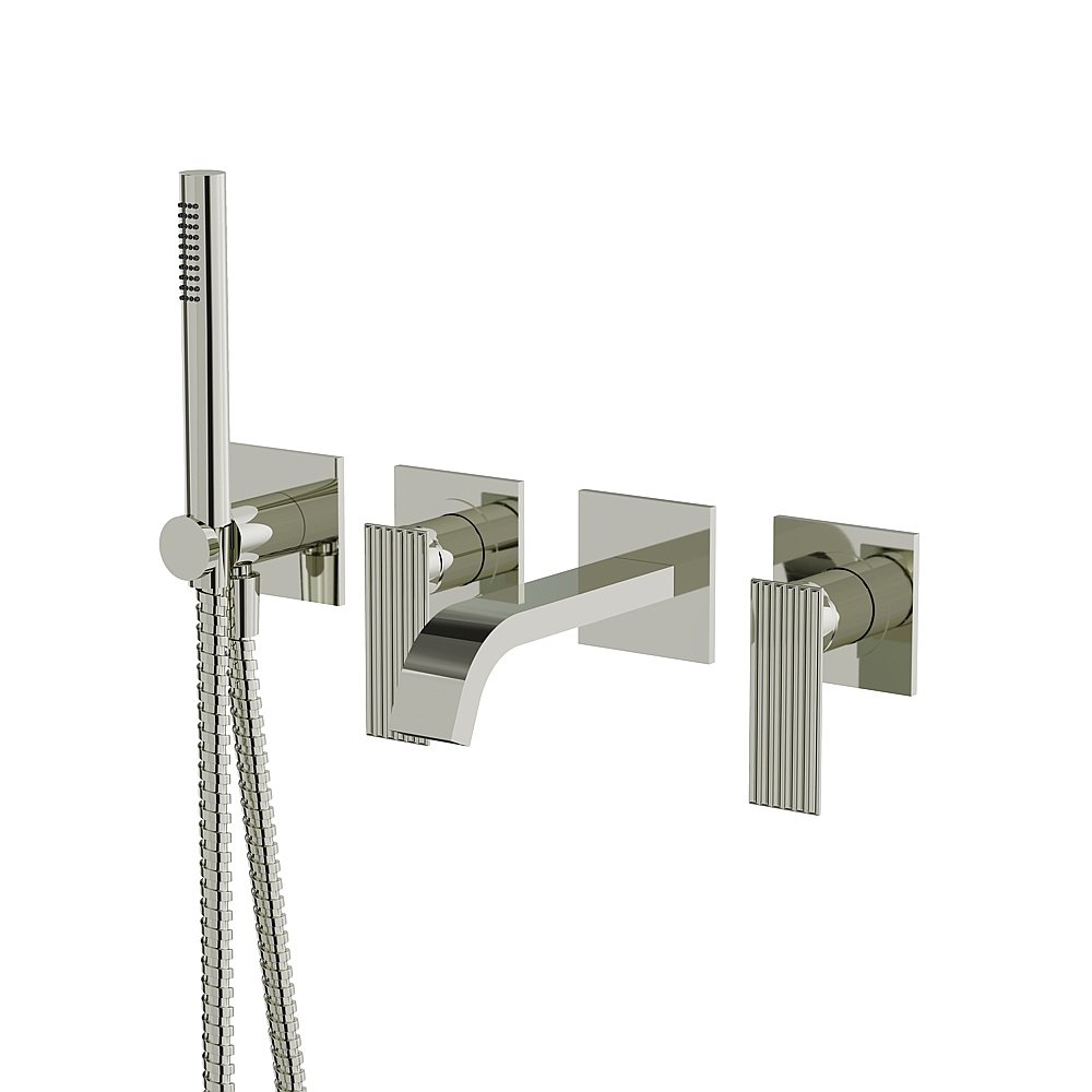 Aquabrass ABFC34004PN Tosca Wall Tub Filler with Handshower-Trim - Polished Nickel