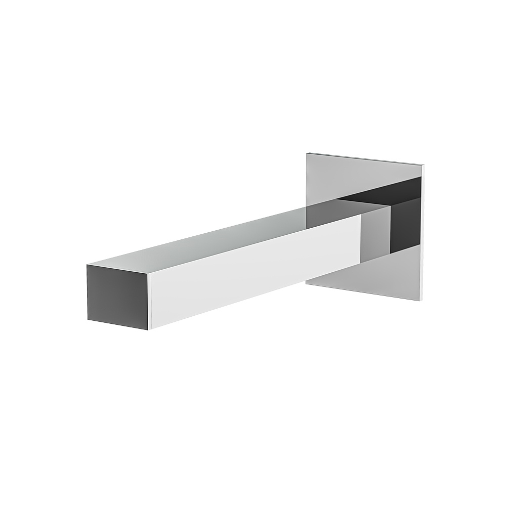 Aquabrass ABSC11732PC 7" Square Slip-Fit Tub Spout No Diverter - Polished Chrome