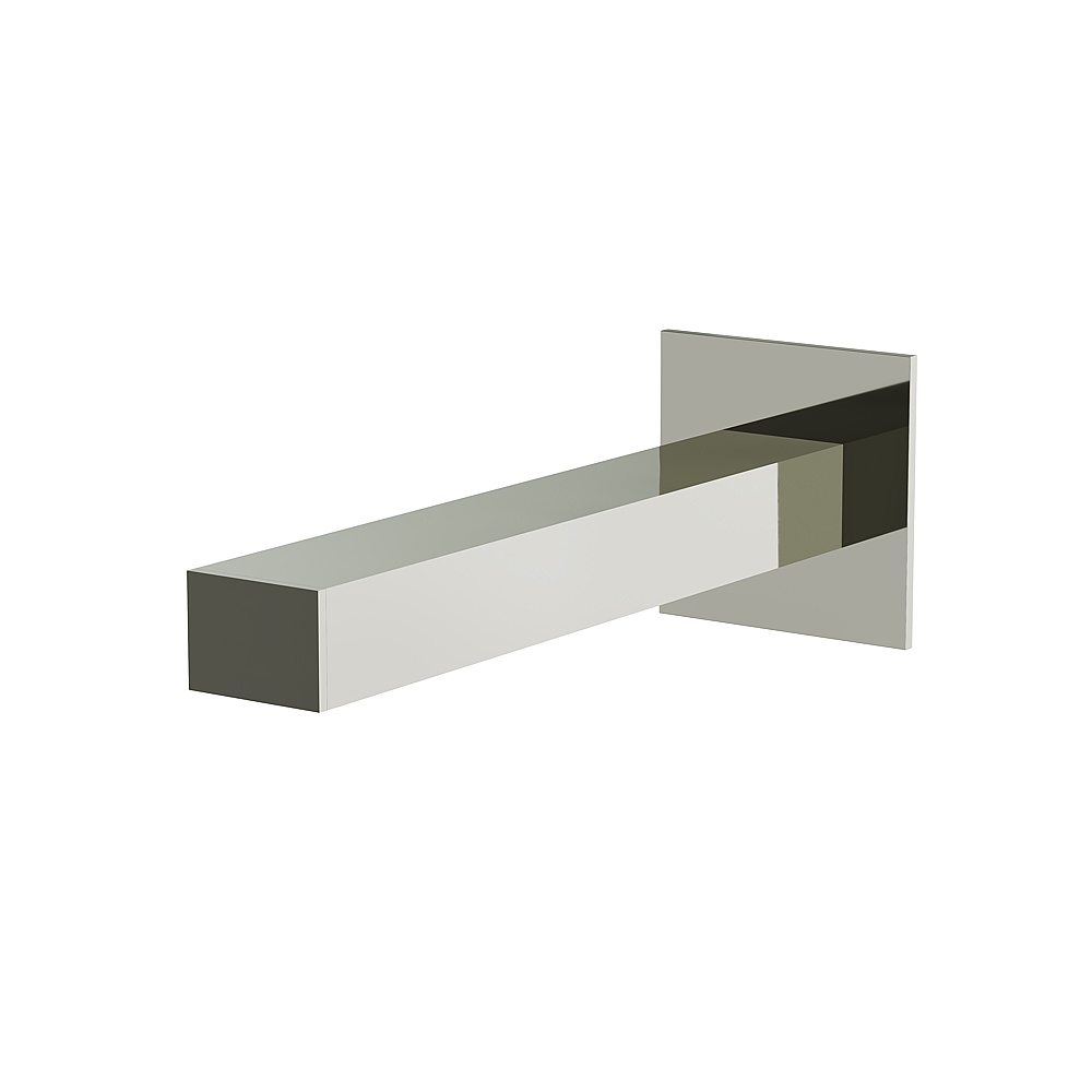 Aquabrass ABSC11732PN 7" Square Slip-Fit Tub Spout No Diverter - Polished Nickel
